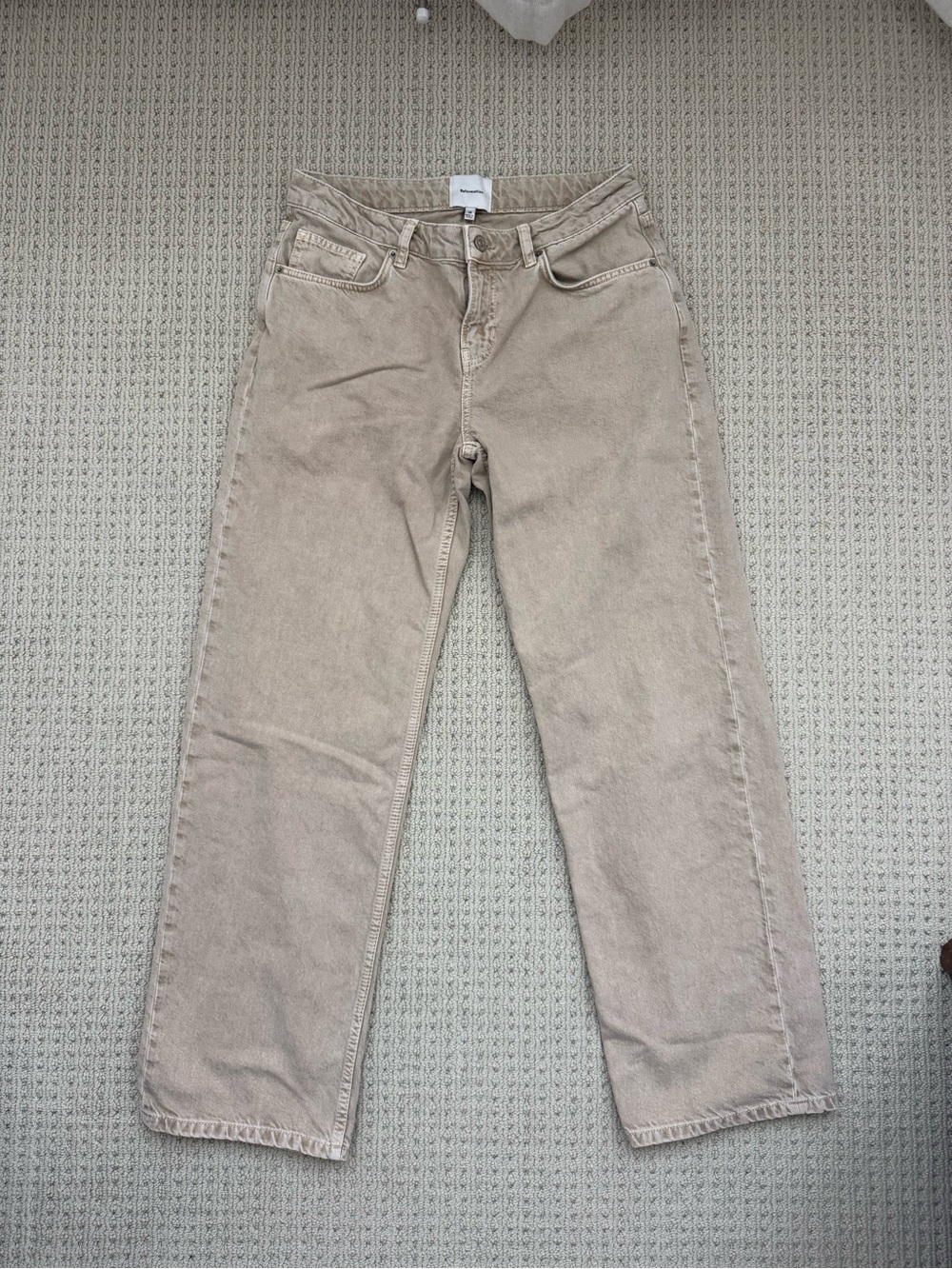 Reformation Charlee Low Rise Straight Leg Jeans Natural - Size 28 - Picture 2 of 4